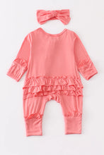 Load image into Gallery viewer, Peach Bamboo Zipper Romper with Headband