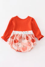 Load image into Gallery viewer, Rust floral print ruffle baby romper