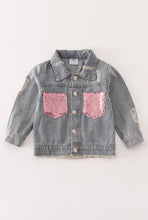 Load image into Gallery viewer, Denim Sequin Pocket Jacket