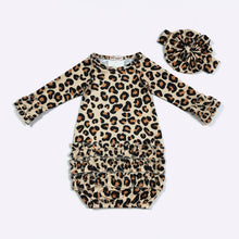 Load image into Gallery viewer, Cheetah Baby Gown 3pc Set