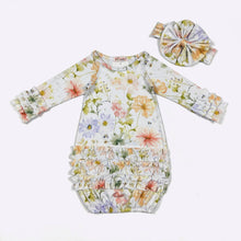 Load image into Gallery viewer, Watercolor Garden Baby Gown 3pc Set