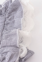 Load image into Gallery viewer, Grey Stripe Lace Ruffle Dress