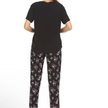 Load image into Gallery viewer, Ladies Black Floral Pajamas