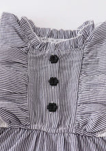 Load image into Gallery viewer, Grey Stripe Lace Ruffle Dress