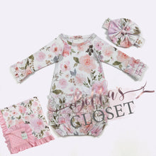 Load image into Gallery viewer, Rose Whisper Baby Gown 3pc Set