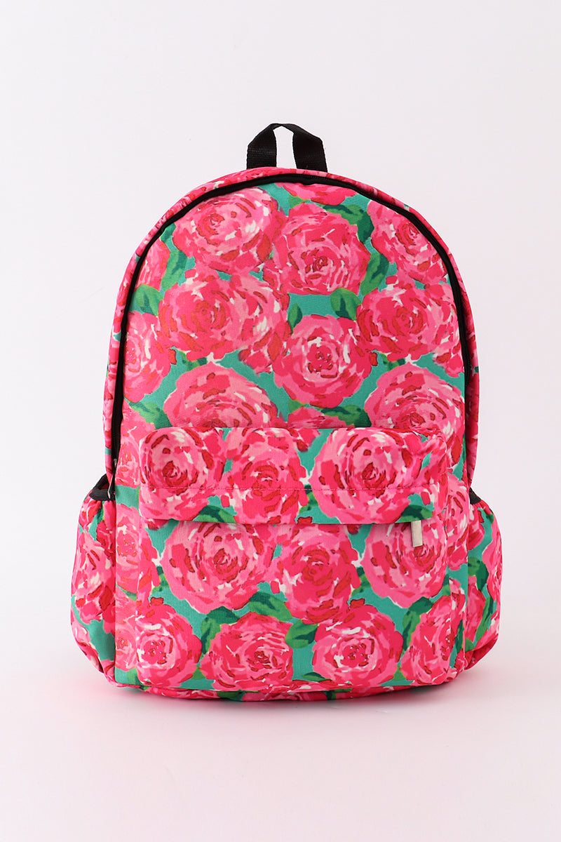Rose print backpack bag