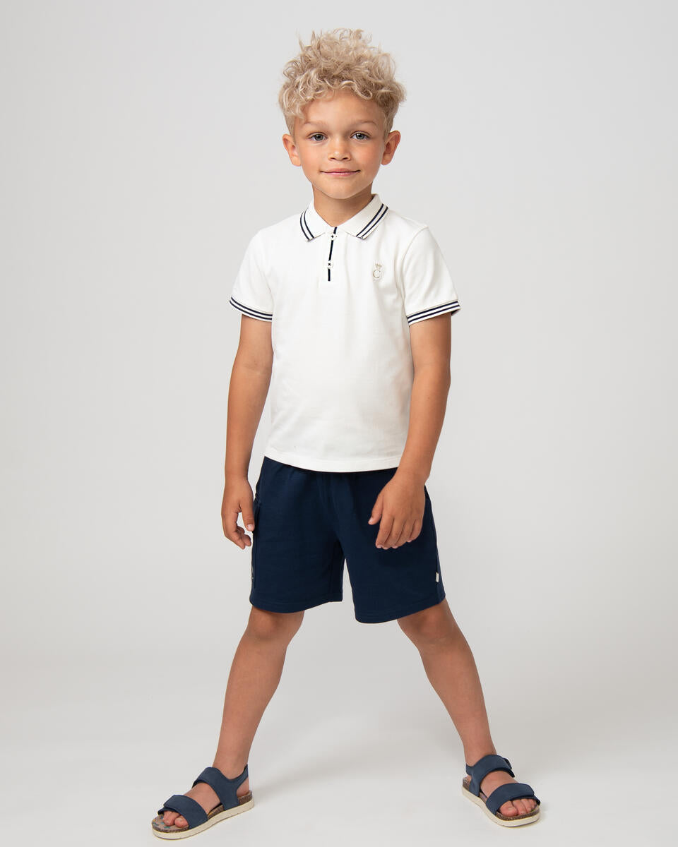 White Polo Shirt Short Set