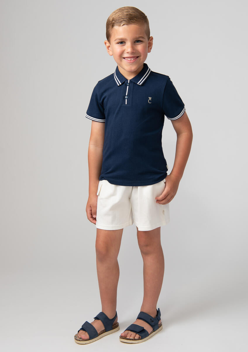 Navy Polo Shirt Short Set