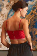 Load image into Gallery viewer, Red Big Rosette Crop Solid Top
