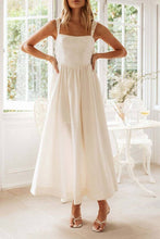 Load image into Gallery viewer, Backless square neck swing strappy dress in white
