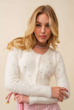 Load image into Gallery viewer, Stone Trim Mohair Cardigan
