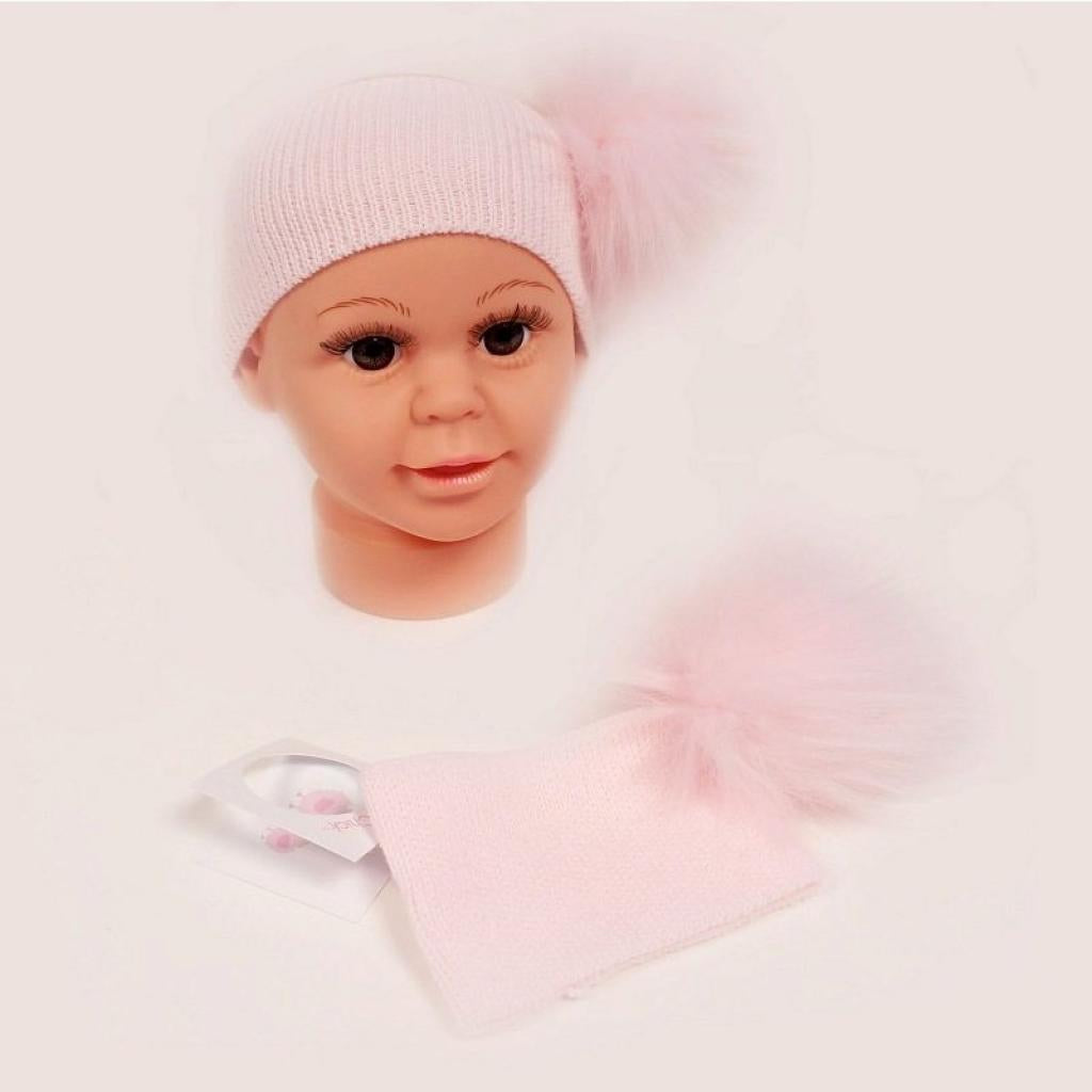 Pink Knitted Headband with Pom