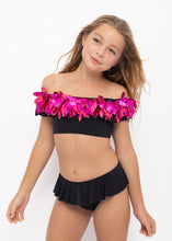 Load image into Gallery viewer, Black Bikini with Pink Metallic Petals
