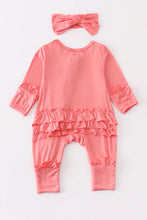 Load image into Gallery viewer, Peach Bamboo Zipper Romper with Headband
