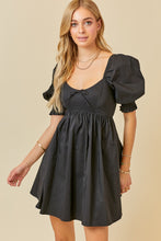 Load image into Gallery viewer, PUFF SLEEVE SMOCKING DETAIL POPLIN RUSH DRESS
