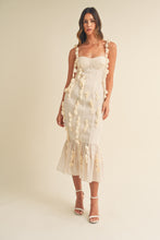 Load image into Gallery viewer, BUSTIER FLORAL DETAIL MIDI DRESS

