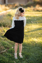 Load image into Gallery viewer, Kids Black Polka Dot Ruffle Yolk Dress
