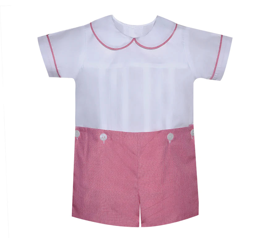 Alex Red Micro Gingham Button Suit