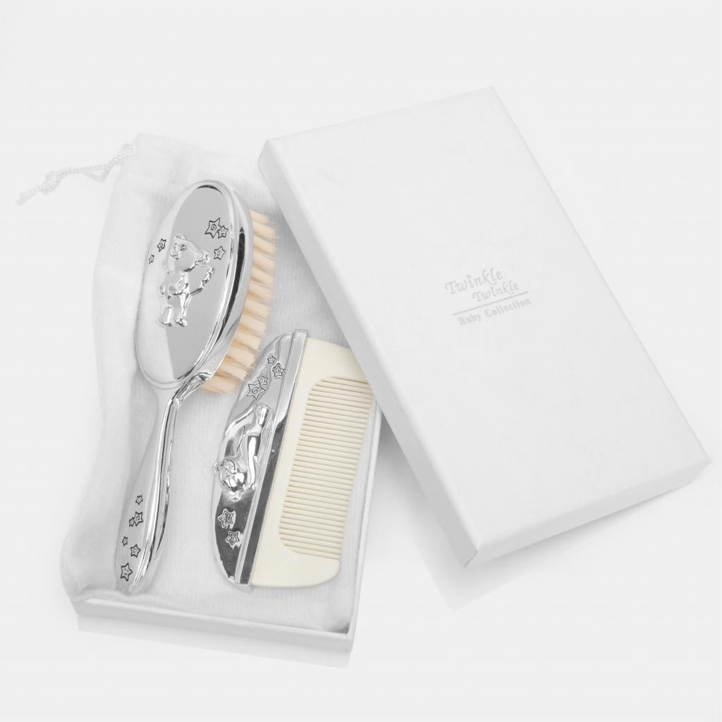 Silver Plated Brush and Comb