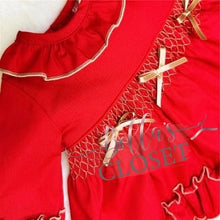 Load image into Gallery viewer, Baby Girl Red Puff Dress
