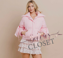 Load image into Gallery viewer, Pink Bow Puffer Jacket

