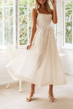 Load image into Gallery viewer, Backless square neck swing strappy dress in white
