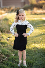 Load image into Gallery viewer, Kids Black Polka Dot Ruffle Yolk Dress

