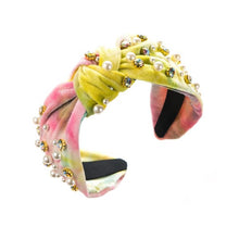 Load image into Gallery viewer, Rhinestone And Pearl Studded Tie Dye Headband
