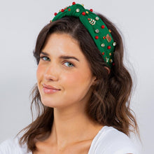 Load image into Gallery viewer, Green Holiday Top Knot Headband
