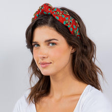 Load image into Gallery viewer, Red Holly Top Knot Headband
