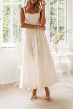 Load image into Gallery viewer, Backless square neck swing strappy dress in white
