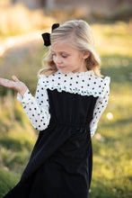 Load image into Gallery viewer, Kids Black Polka Dot Ruffle Yolk Dress

