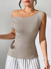 Load image into Gallery viewer, Casual One-Shoulder Sleeveless Knitted Vest Top
