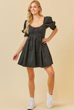 Load image into Gallery viewer, PUFF SLEEVE SMOCKING DETAIL POPLIN RUSH DRESS
