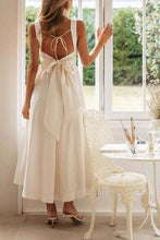 Load image into Gallery viewer, Backless square neck swing strappy dress in white
