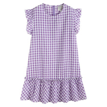Load image into Gallery viewer, Ladies Purple Gingham Ruffle Dress
