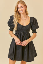 Load image into Gallery viewer, PUFF SLEEVE SMOCKING DETAIL POPLIN RUSH DRESS
