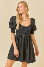 Load image into Gallery viewer, PUFF SLEEVE SMOCKING DETAIL POPLIN RUSH DRESS
