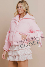 Load image into Gallery viewer, Pink Bow Puffer Jacket
