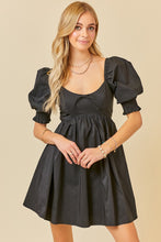 Load image into Gallery viewer, PUFF SLEEVE SMOCKING DETAIL POPLIN RUSH DRESS
