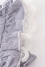 Load image into Gallery viewer, Grey Stripe Lace Ruffle Dress
