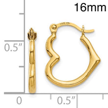 Load image into Gallery viewer, 14K Heart Shaped Hollow Hoop Earrings
