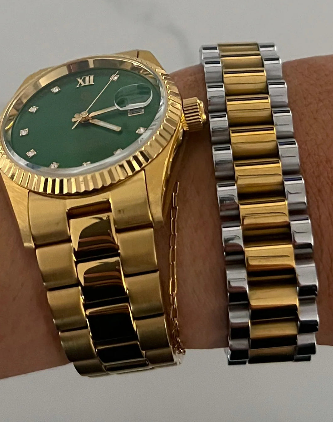 THICK TWO TONED WATCH BAND BRACELET