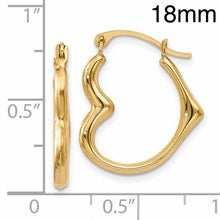 Load image into Gallery viewer, 14K Heart Shaped Hollow Hoop Earrings
