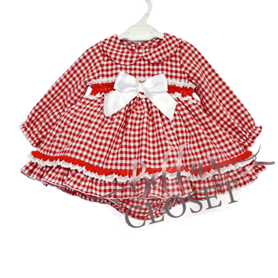 Baby Girl Red Checked Puff Dress