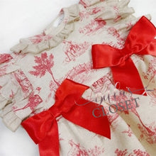 Load image into Gallery viewer, Baby Girl Beige and Red Romper with Bows
