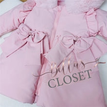 Load image into Gallery viewer, Baby Girl Pink Puffer Coat with Faux Fur Hood
