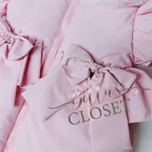Load image into Gallery viewer, Baby Girl Pink Puffer Coat with Faux Fur Hood
