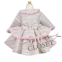 Load image into Gallery viewer, Girls Pink/Grey Twill Puff Jacket
