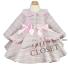 Load image into Gallery viewer, Girls Pink/Grey Twill Puff Jacket
